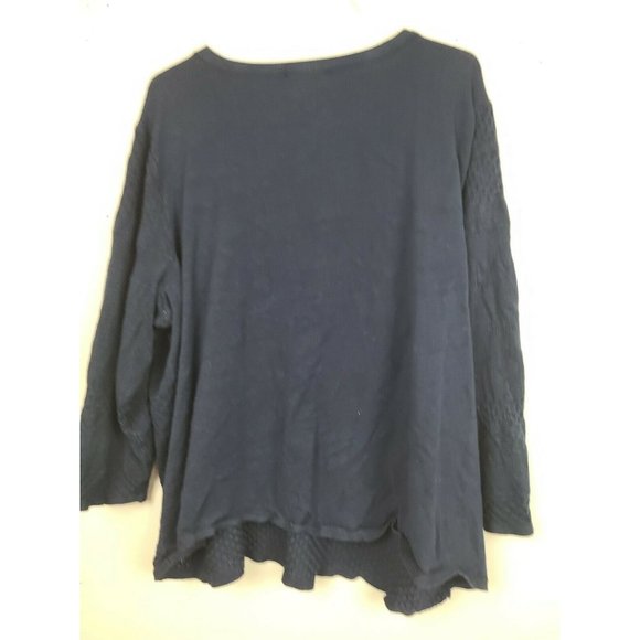 Roz & Ali Womens Navy Blue Textured Button Front Casual Cardigan Plus Size 3X - Picture 3 of 7